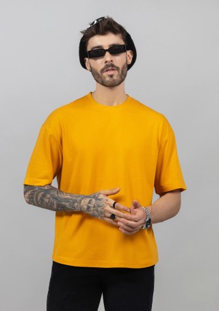 Mustard Loose Fit Men's Drop Shoulder T-shirt