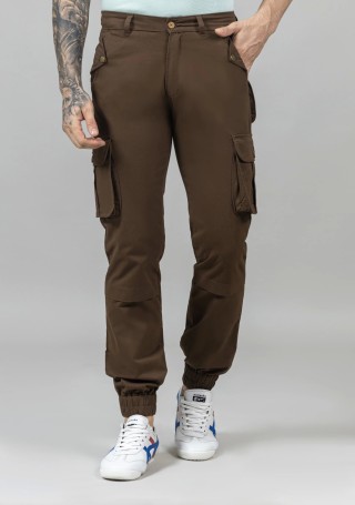 Brown Slim Fit Men's Cargo Trousers